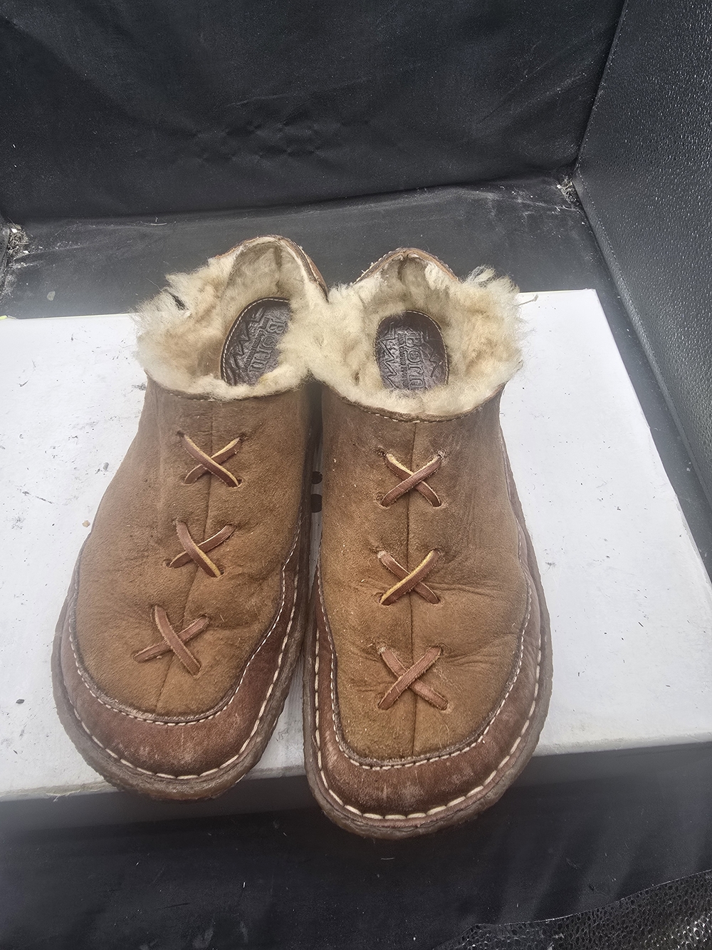 Born Brown Suede Fur-Lined Slip-On Flats